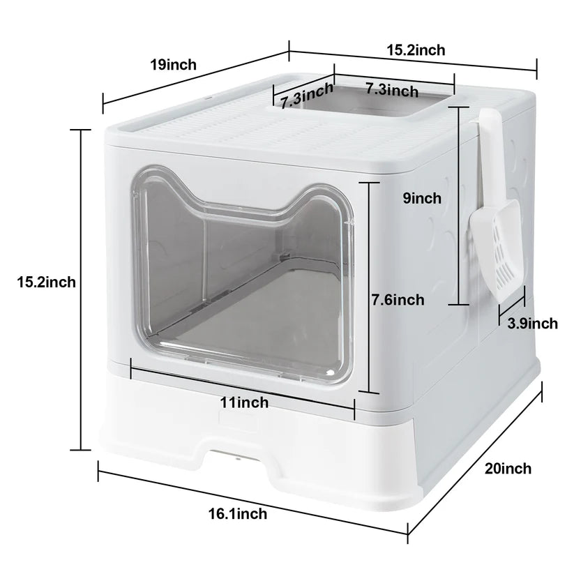 Woof1™ Roomy Litter Box with Foldable Lid