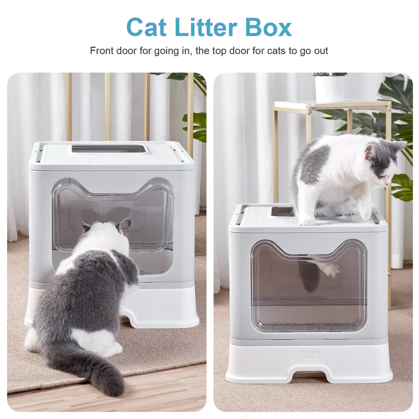 Woof1™ Roomy Litter Box with Foldable Lid