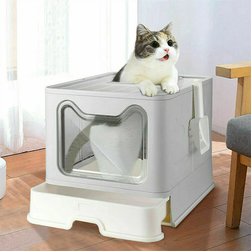 Woof1™ Roomy Litter Box with Foldable Lid