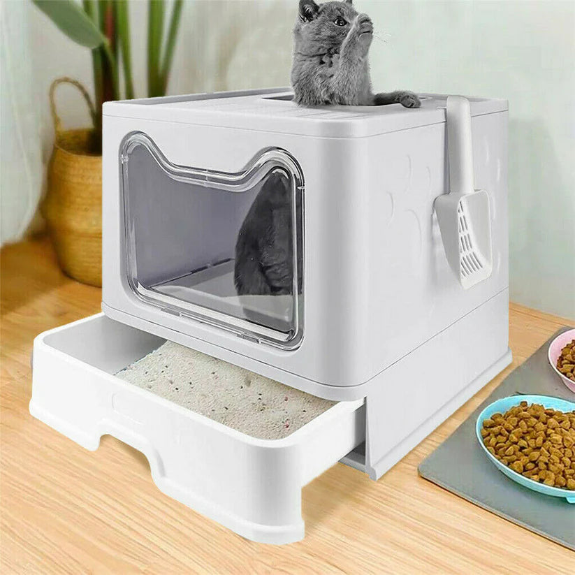 Woof1™ Roomy Litter Box with Foldable Lid