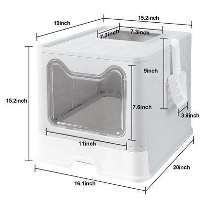 Woof1™ Roomy Litter Box with Foldable Lid
